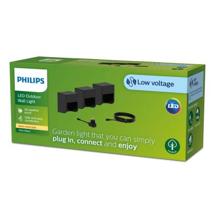 Philips - SET 3x LED-Wandleuchte für den Außenbereich GRITS LED/1,5W/24/230V IP44