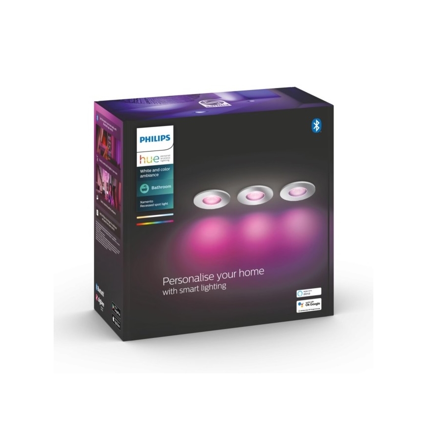 Philips - SET 3xLED RGB Dimmbare Badezimmerleuchte Hue XAMENTO 1xGU10/5,7W/230V IP44 2000-6500K