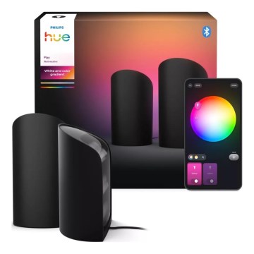 Philips - Set mit 2x dimmbaren LED RGBW-Projektionsleuchten Hue PLAY Wall Washer LED/20W/230V 2000–6500K schwarz