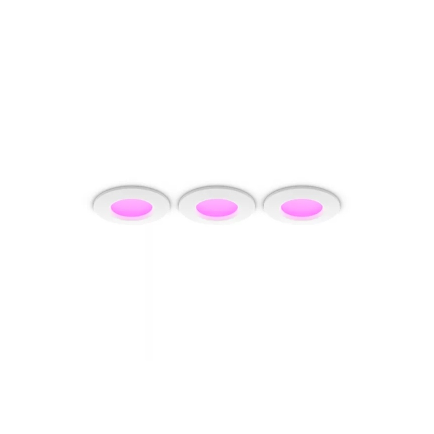 Philips - 3er-Set LED RGBW dimmbare Bad-Einbauleuchte Hue SLIM LED/8,3W/230V 1000-20000K weiß P44