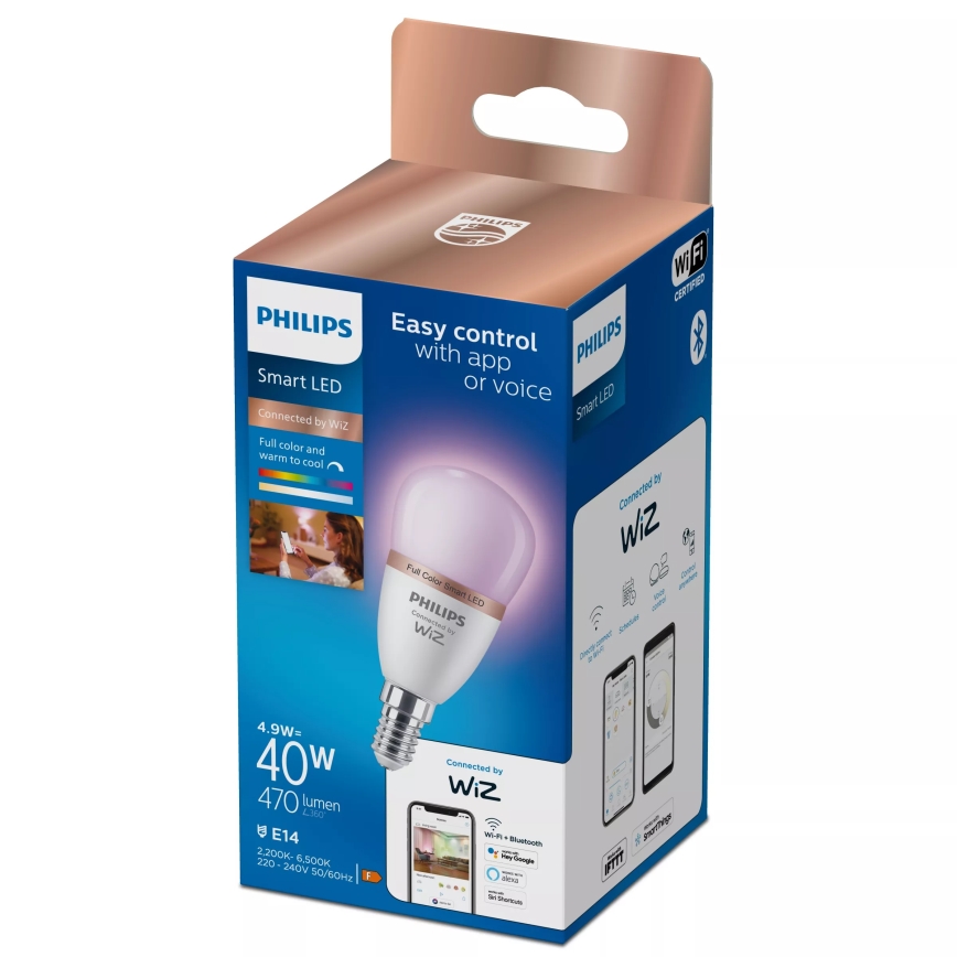 LED RGB-dimmbares Leuchtmittel Philips SMART P45 E14/4,9W/230V 2200-6500K CRI 90