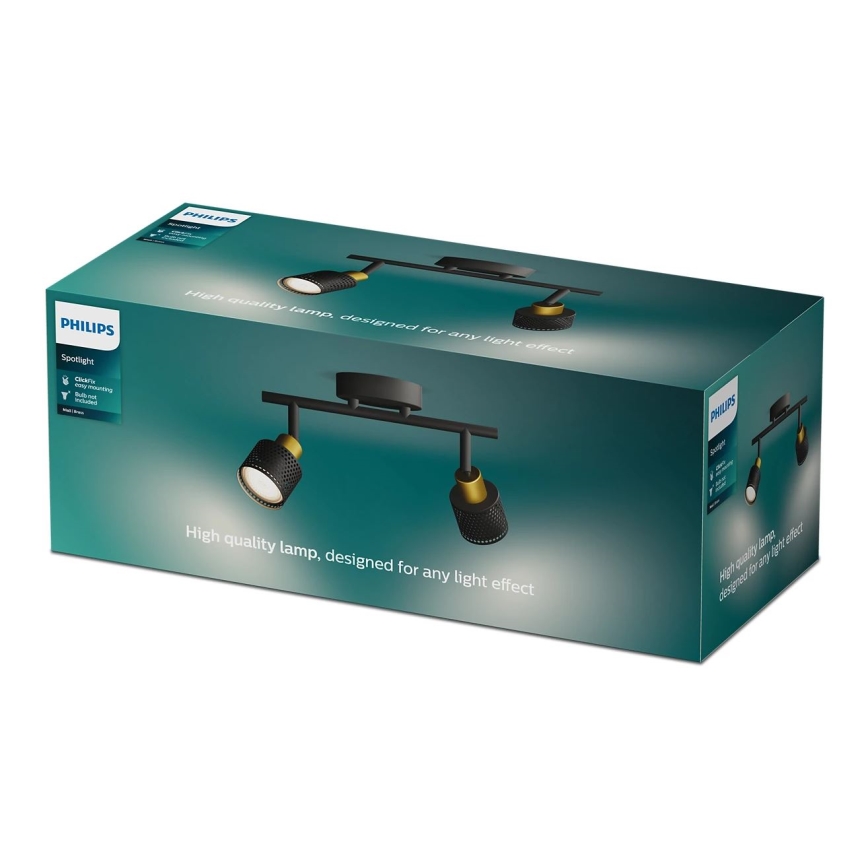 Philips - Strahler NIALL 2xGU10/5W/230V schwarz/Messing