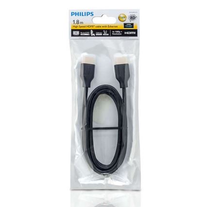 Philips SWV5401H/10 – HDMI-Kabel mit Ethernet, HDMI 1.4 A Anschluss 1,8m schwarz