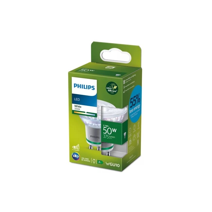 Philips ULTRAEFFICIENT LED-Lampe PAR16 GU10/2,1W/230V 3000K