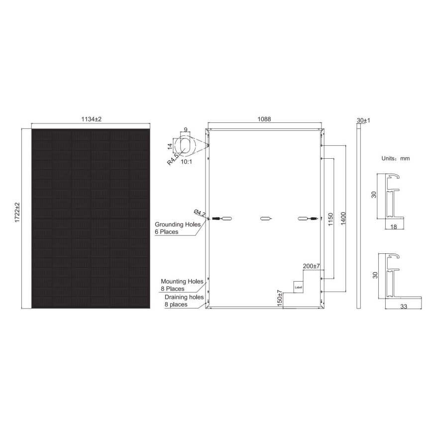 Photovoltaik-Solarpanel JA SOLAR 390Wp komplett schwarz IP68 Halbzellen