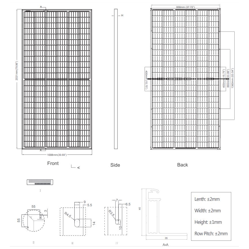 Photovoltaik-Solarpanell JINKO 400Wp IP67 Halbzellen bifazial