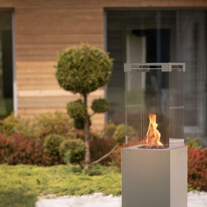 Planika - Outdoor-Gaskamin 142x36 cm 8kW 1xAAA grau + Schutzabdeckung
