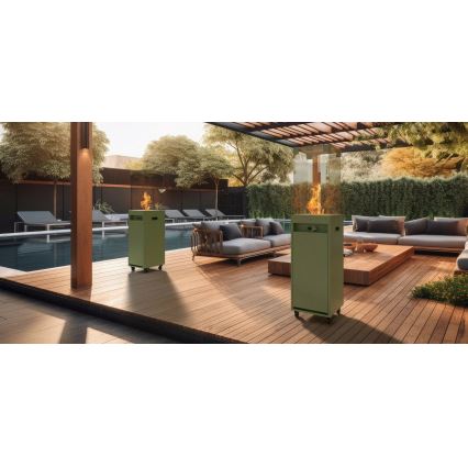 Planika - Outdoor-Gaskamin 142x36 cm 8kW 1xAAA grün + Schutzabdeckung