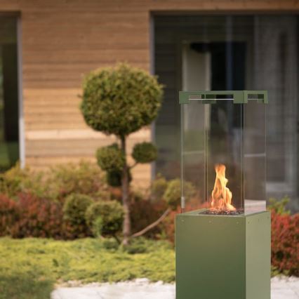 Planika - Outdoor-Gaskamin 142x36 cm 8kW 1xAAA grün + Schutzabdeckung