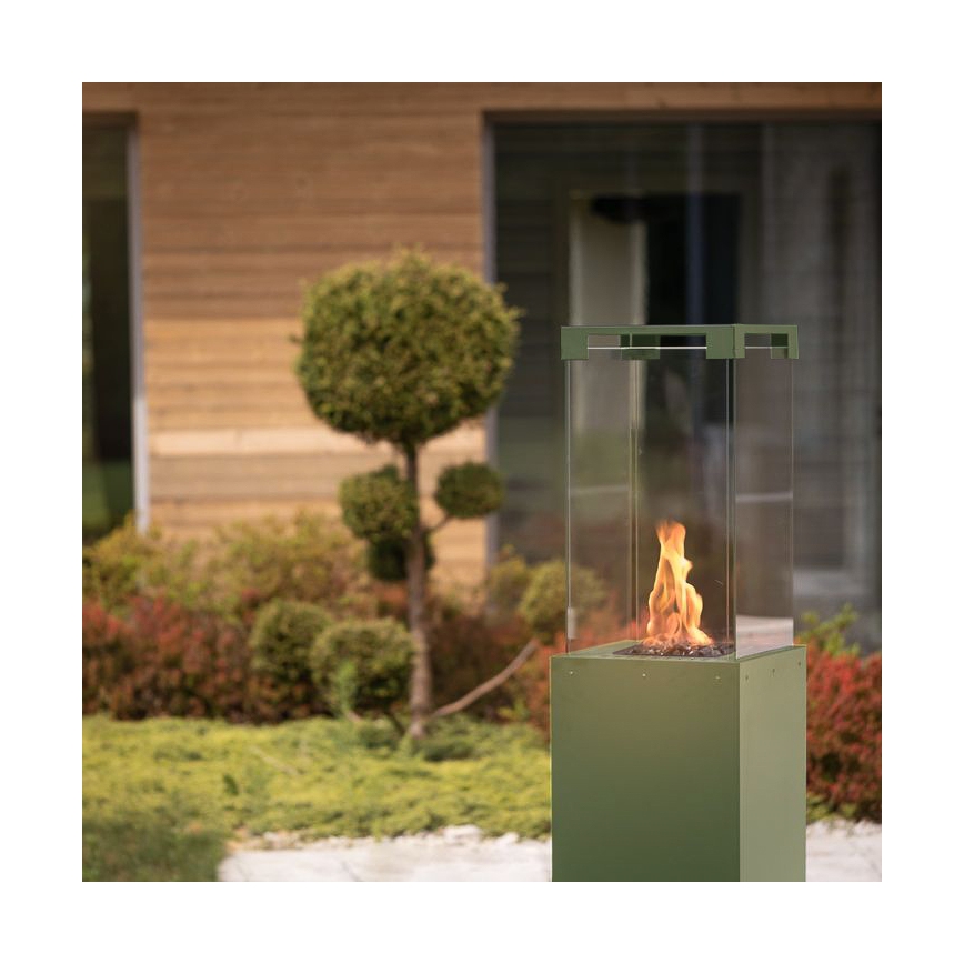 Planika - Outdoor-Gaskamin 142x36 cm 8kW 1xAAA grün + Schutzabdeckung