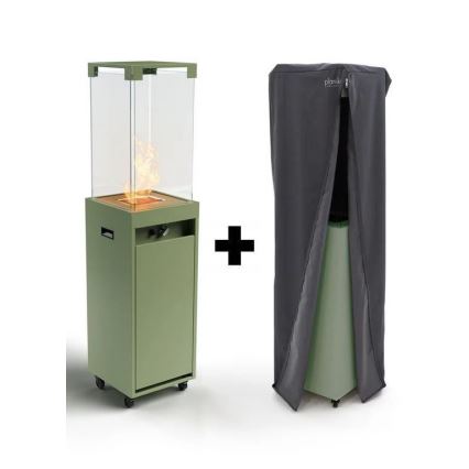 Planika - Outdoor-Gaskamin 142x36 cm 8kW 1xAAA grün + Schutzabdeckung