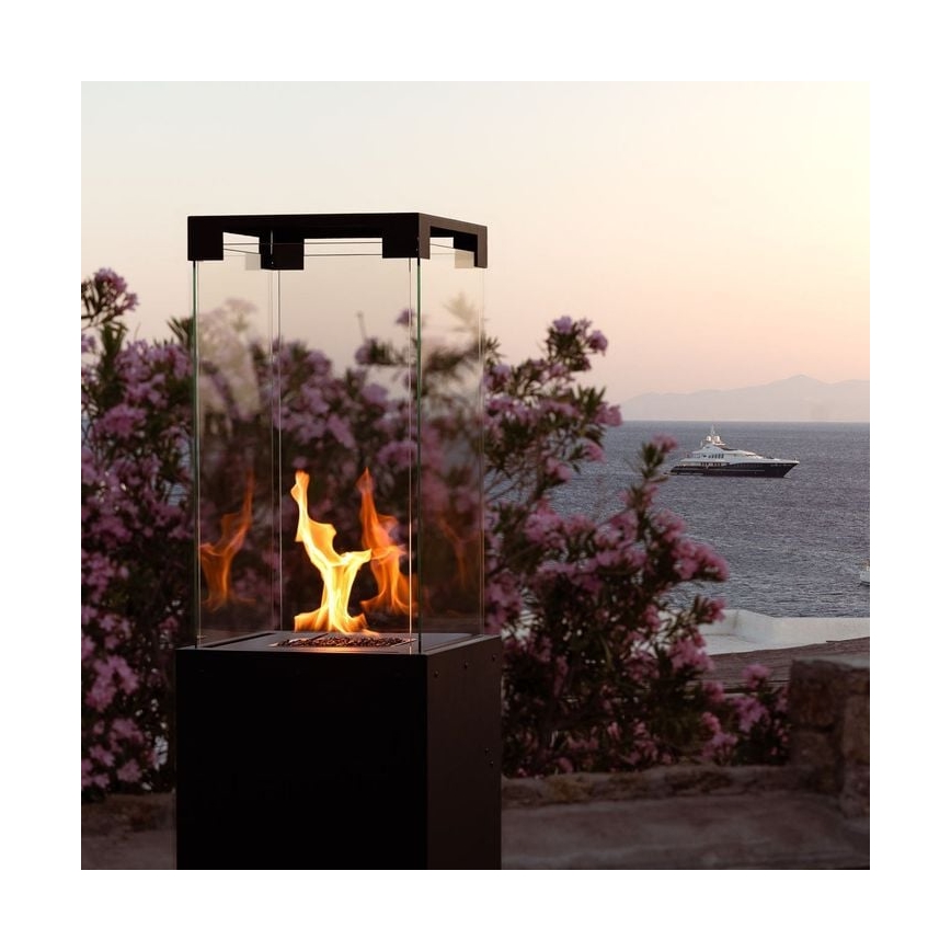 Planika - Outdoor-Gaskamin 142x36 cm 8kW 1xAAA schwarz + Schutzabdeckung