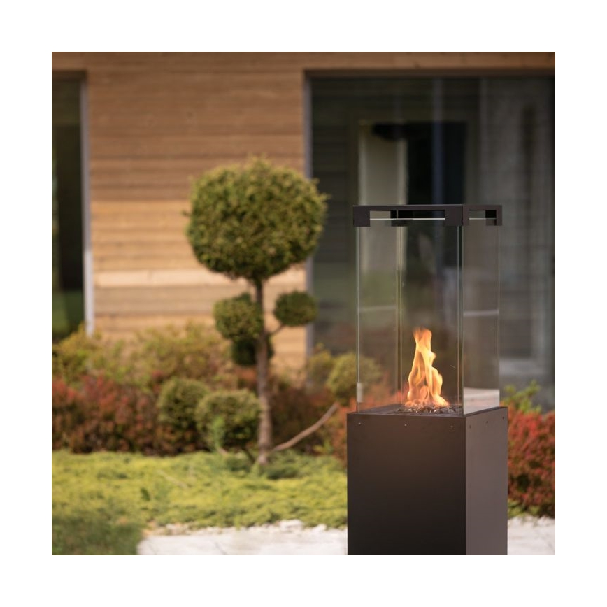 Planika - Outdoor-Gaskamin 142x36 cm 8kW 1xAAA schwarz + Schutzabdeckung