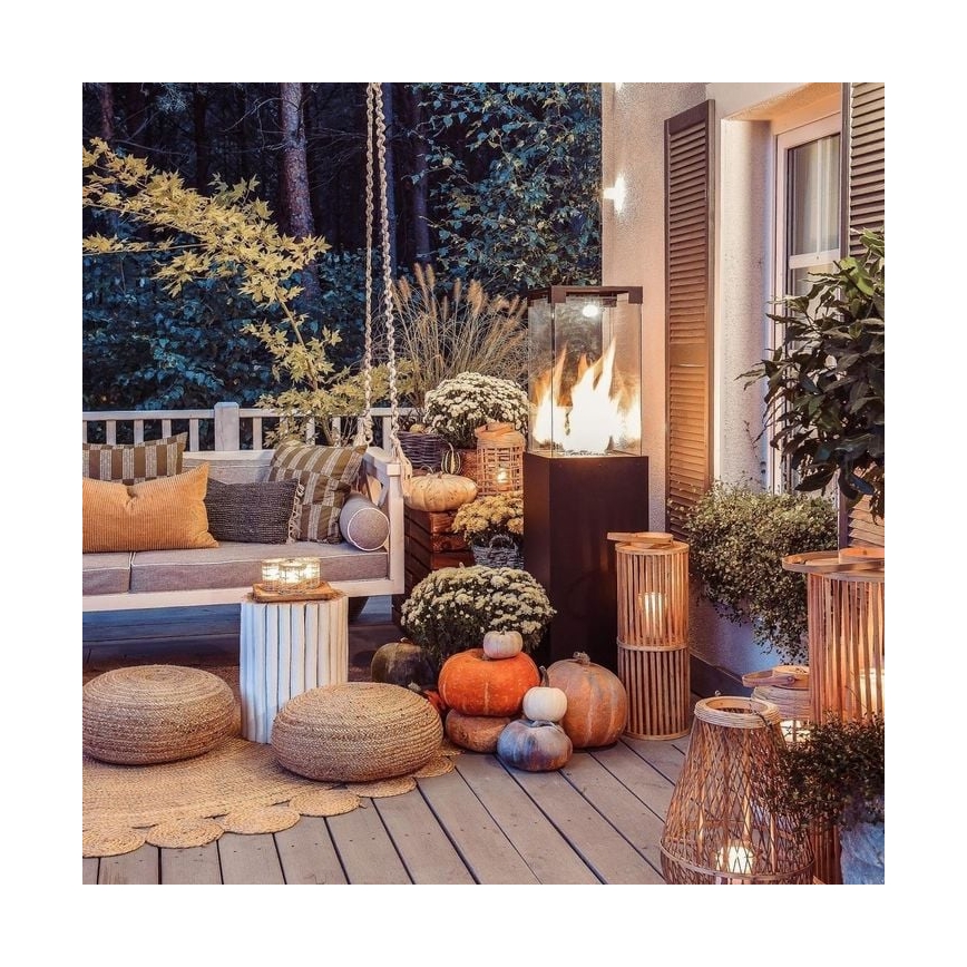 Planika - Outdoor-Gaskamin 142x36 cm 8kW 1xAAA schwarz + Schutzabdeckung