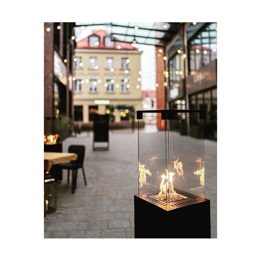 Planika - Outdoor-Gaskamin 142x36 cm 8kW 1xAAA schwarz + Schutzabdeckung