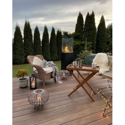 Planika - Outdoor-Gaskamin 142x36 cm 8kW 1xAAA schwarz + Schutzabdeckung