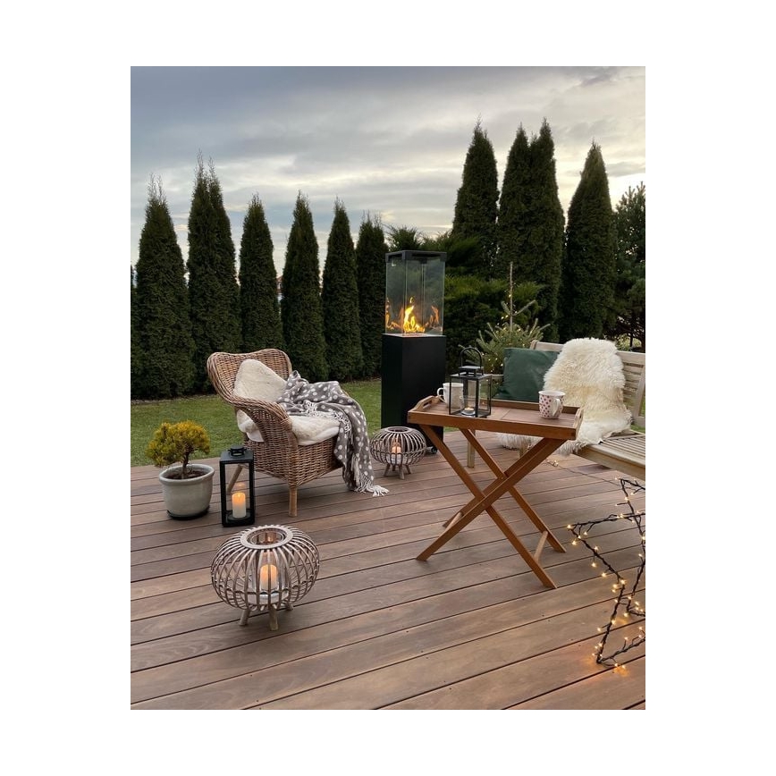 Planika - Outdoor-Gaskamin 142x36 cm 8kW 1xAAA schwarz + Schutzabdeckung