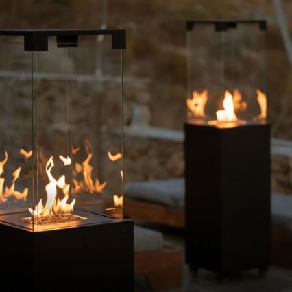 Planika - Outdoor-Gaskamin 142x36 cm 8kW 1xAAA schwarz + Schutzabdeckung