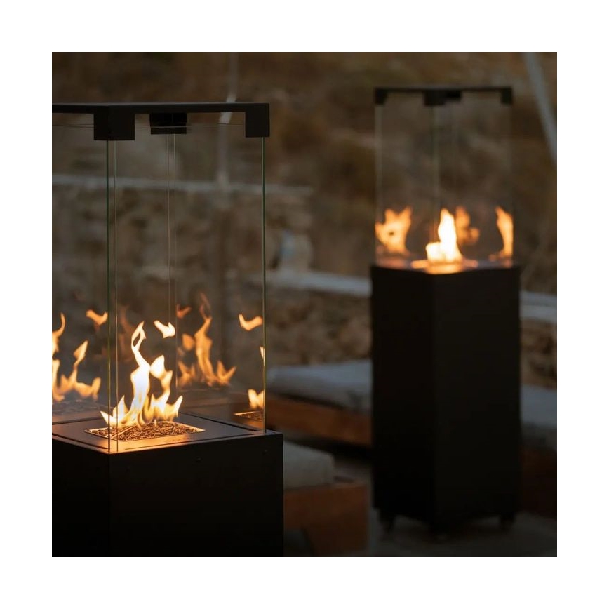 Planika - Outdoor-Gaskamin 142x36 cm 8kW 1xAAA schwarz + Schutzabdeckung