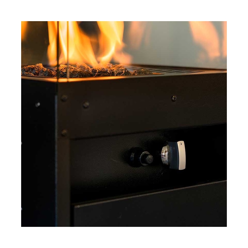 Planika - Outdoor-Gaskamin 142x36 cm 8kW 1xAAA schwarz + Schutzabdeckung