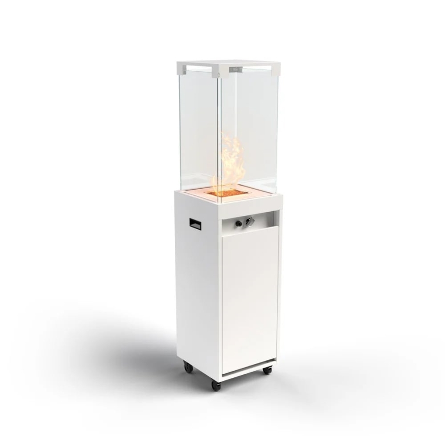 Planika - Outdoor-Gaskamin 142x36 cm 8kW 1xAAA weiß + Schutzabdeckung