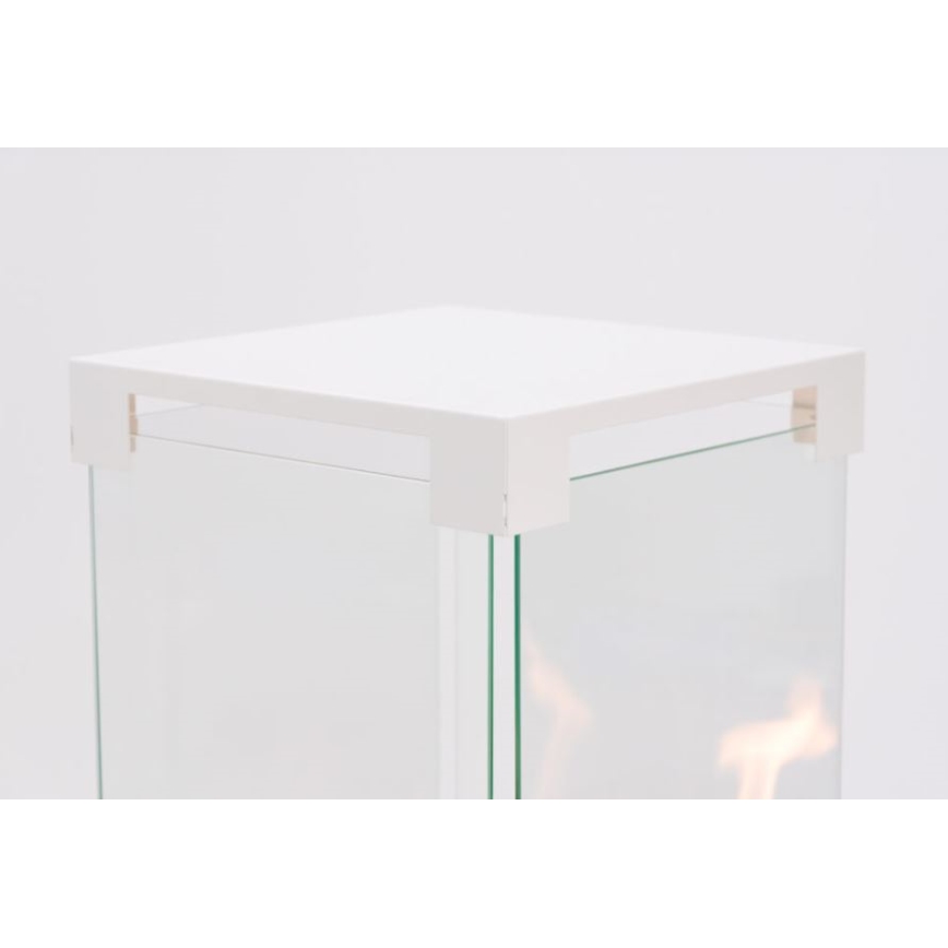 Planika - Outdoor-Gaskamin 142x36 cm 8kW 1xAAA weiß + Schutzabdeckung