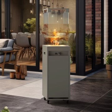 Planika - Outdoor-Gaskamin 142x36 cm 8kW 1xAAA grau + Schutzabdeckung