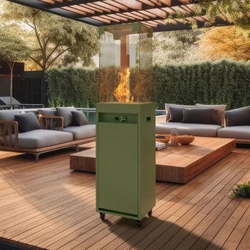 Planika - Outdoor-Gaskamin 142x36 cm 8kW 1xAAA grün + Schutzabdeckung