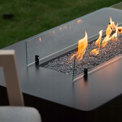 Planika - Outdoor-Gas-Kamin 46x106 cm 10kW schwarz + Schutzabdeckung