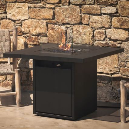Planika - Outdoor-Gaskamin 79,7x90 cm 10kW 1xAAA schwarz + Schutzabdeckung