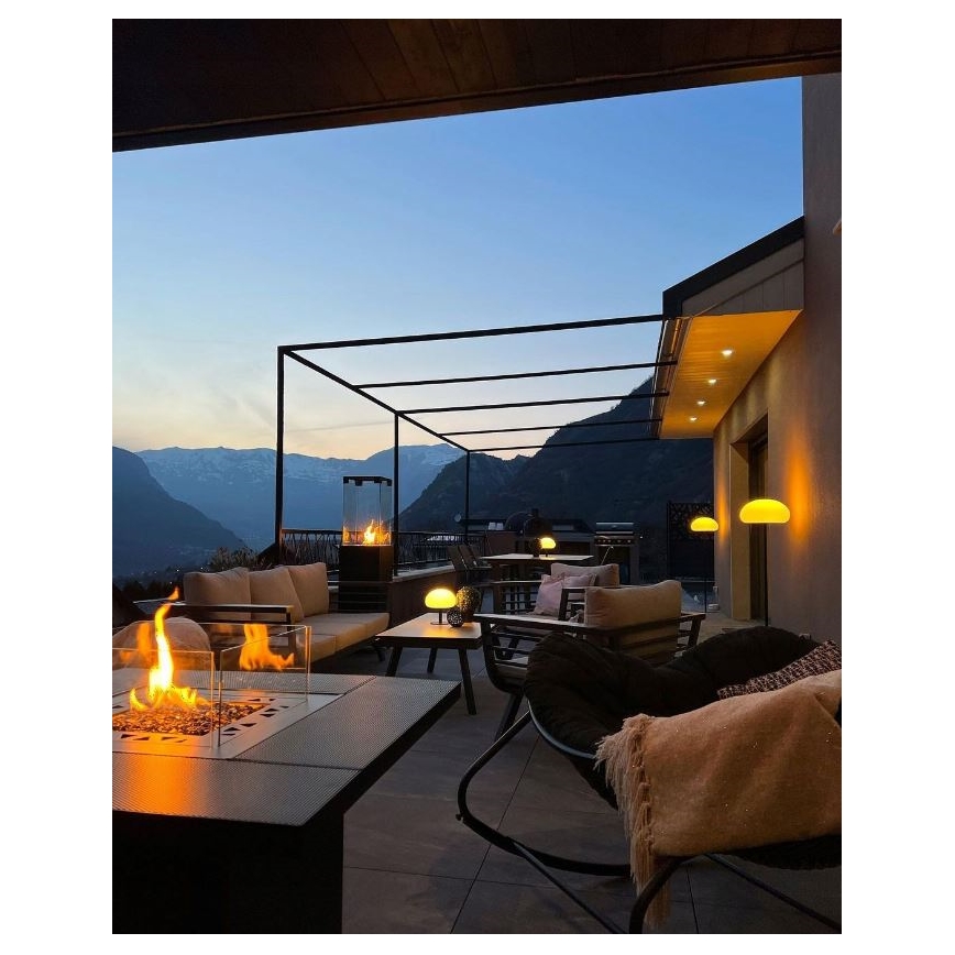 Planika - Outdoor-Gaskamin 79,7x90 cm 10kW 1xAAA schwarz + Schutzabdeckung