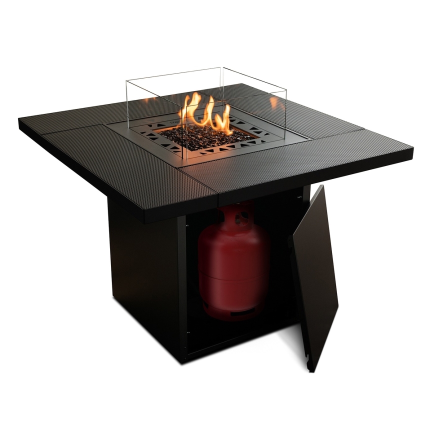 Planika - Outdoor-Gaskamin 79,7x90 cm 10kW 1xAAA schwarz + Schutzabdeckung