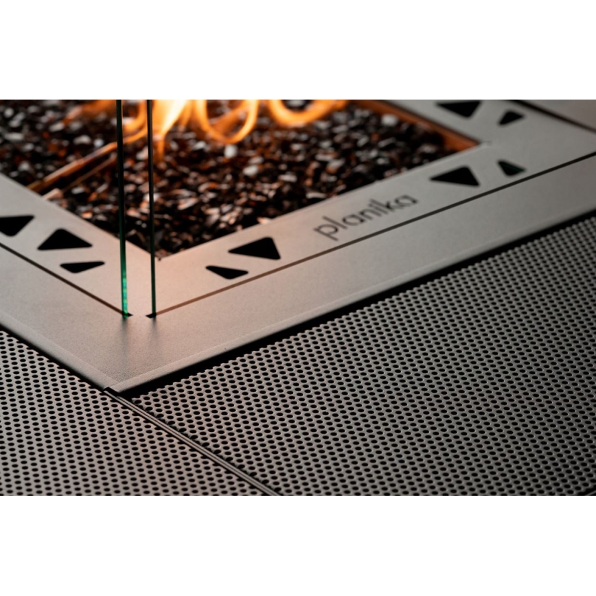 Planika - Outdoor-Gaskamin 79,7x90 cm 10kW 1xAAA schwarz + Schutzabdeckung