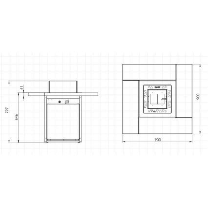 Planika - Outdoor-Gaskamin 79,7x90 cm 10kW 1xAAA schwarz + Schutzabdeckung