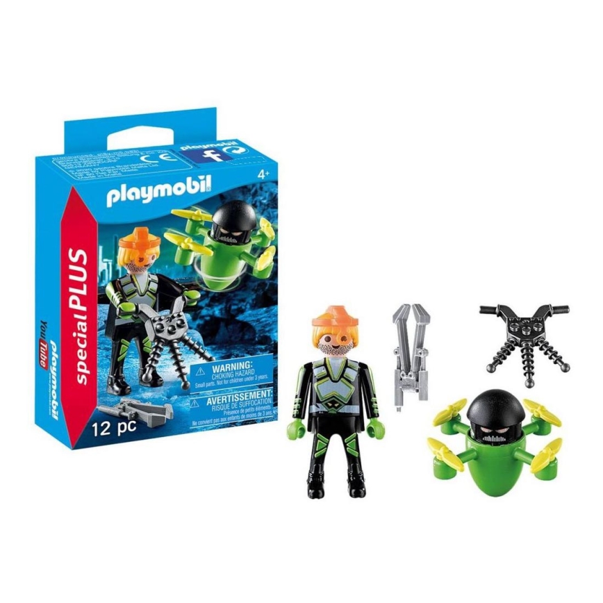 Playmobil - Kinderbaukasten Agent mit Drohne 12 Teile