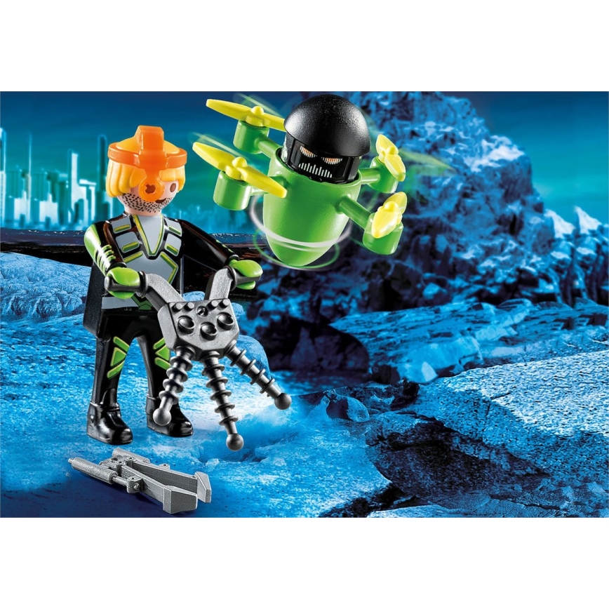 Playmobil - Kinderbaukasten Agent mit Drohne 12 Teile
