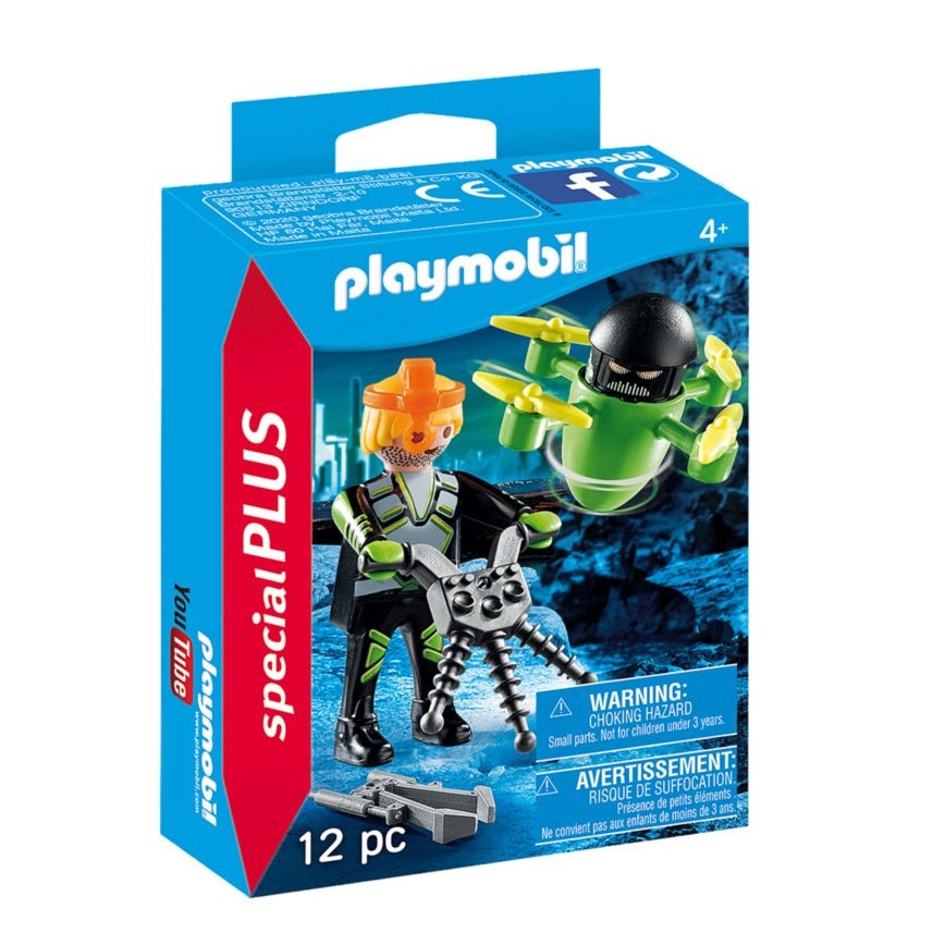 Playmobil - Kinderbaukasten Agent mit Drohne 12 Teile