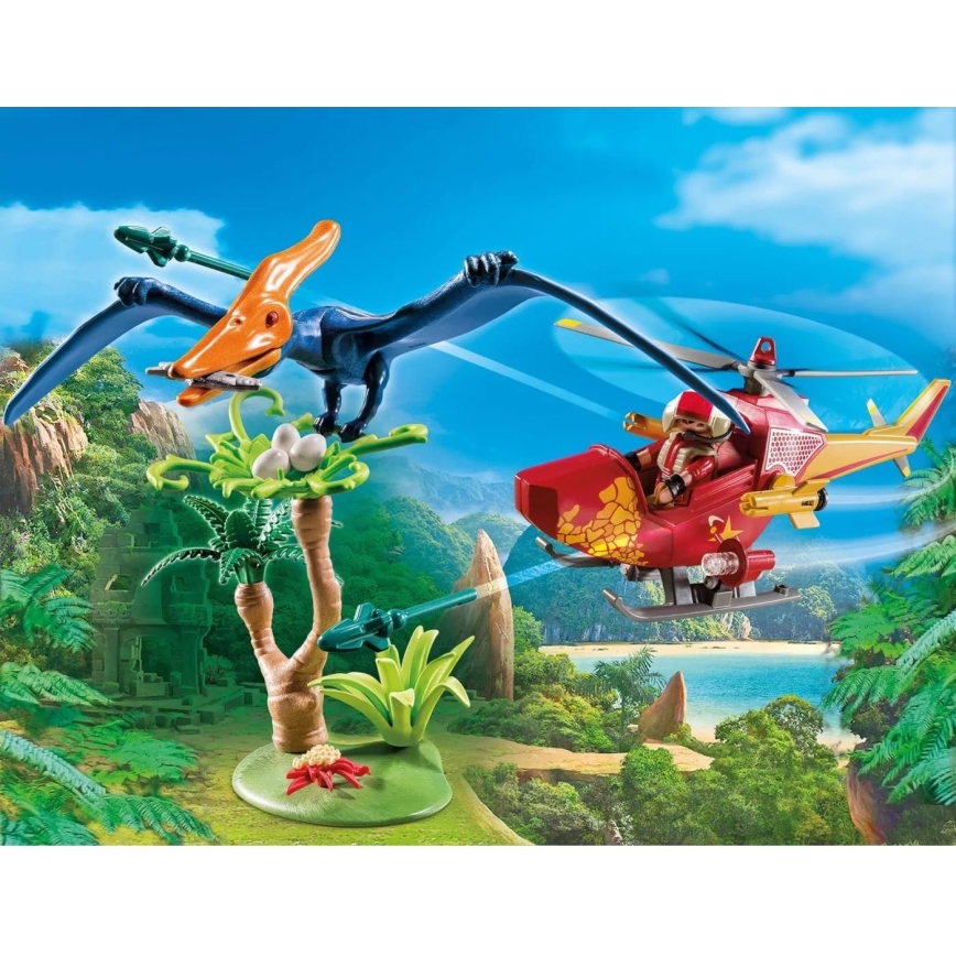 Playmobil - Kinderbaukasten Hubschrauber mit Flugsaurier 39 Teile