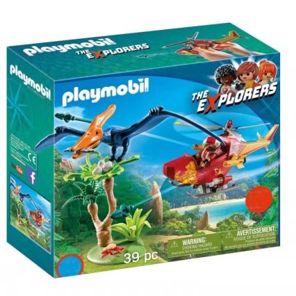 Playmobil - Kinderbaukasten Hubschrauber mit Flugsaurier 39 Teile