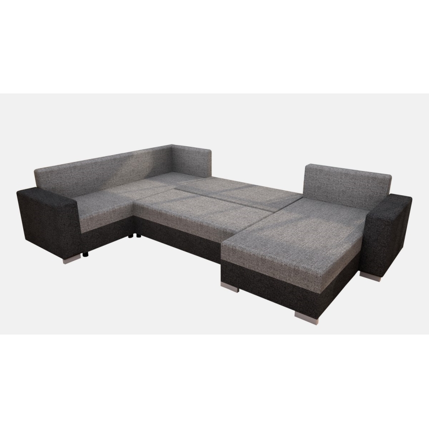 Polsterbare universelle U-förmige Schlafcouch YORK in Braun/Beige