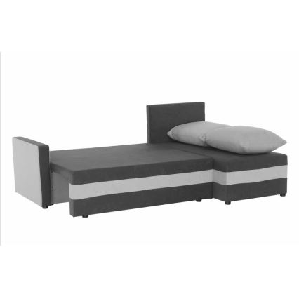 Polsterbare universelle Eckcouch mit Schlaffunktion in L-Form BRISTOL grau/schwarz