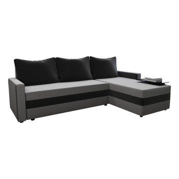 Polsterbare universelle Eckcouch mit Schlaffunktion in L-Form BRISTOL grau/schwarz