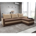 Polsterbare universelle Eckcouch zum Ausziehen in L-Form BRISTOL Braun/Beige