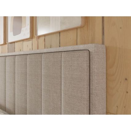 Polsterbett mit Matratzen und Topper, mit Stauraum ALICIA 140x200 cm beige