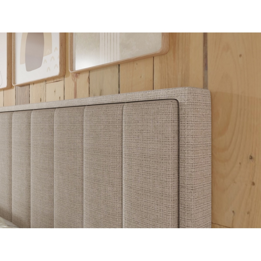 Polsterbett mit Matratzen und Topper, mit Stauraum ALICIA 140x200 cm beige