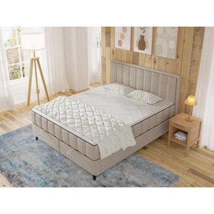 Polsterbett mit Matratzen und Topper, mit Stauraum ALICIA 140x200 cm beige
