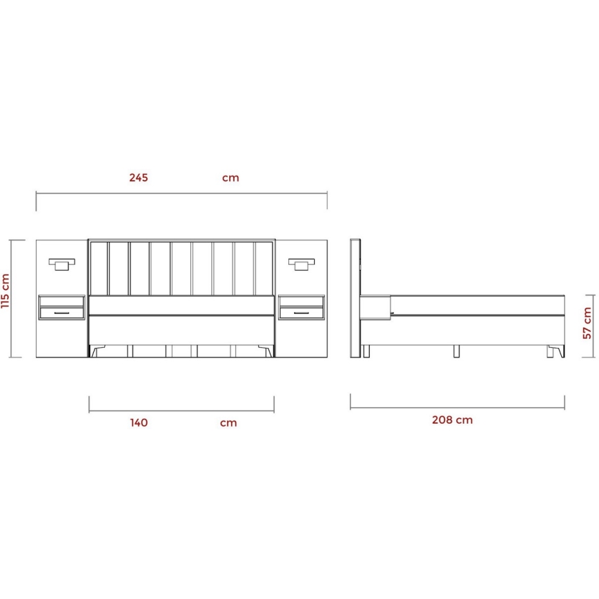 Polsterbett mit Matratzen und Topper, mit Stauraum ALICIA 140x200 cm beige