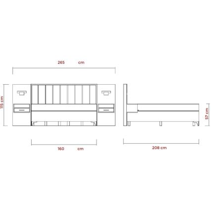 Polsterbett mit Matratzen und Topper sowie Stauraum ALICIA 160x200 cm Beige