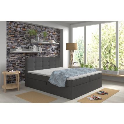 Polsterbett mit Matratzen und Topper sowie Stauraum EMBER 160x200 cm Anthrazit