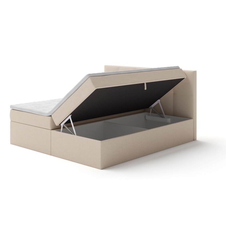Polsterbett mit Matratzen und Topper sowie Stauraum EMBER 180x200 cm beige